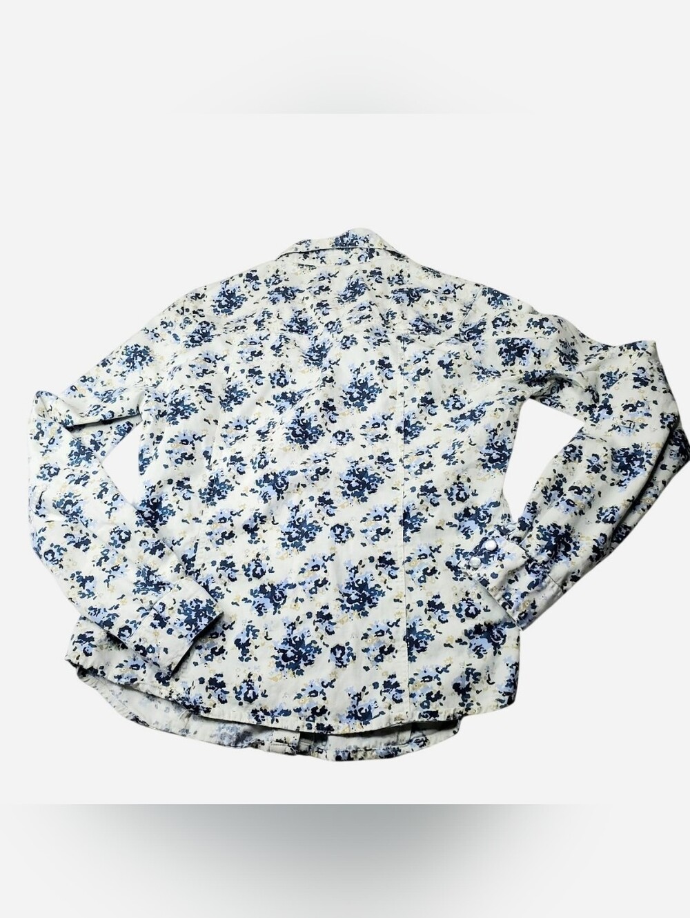 Vtg Y2k Wet Seal Button Down Top Womens Small White Blue Floral Office Siren - Picture 7 of 10